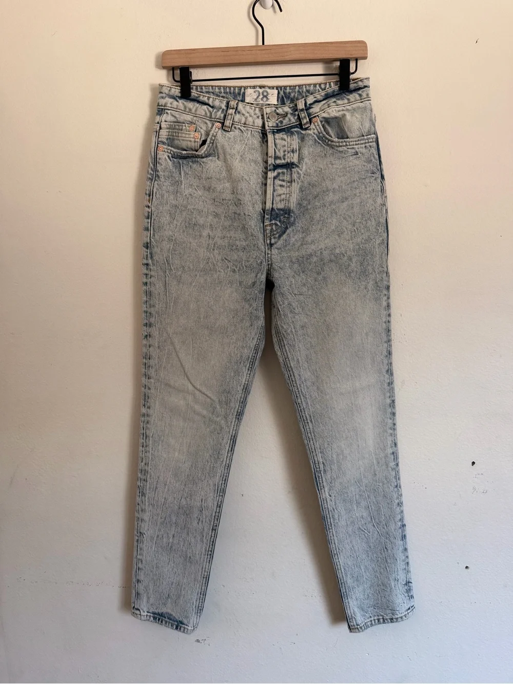 Free People We The Free Zuri High Rise Mom Jeans Acid Wash 28 Straight Leg